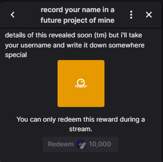 screenshot of the redeems page on twitch